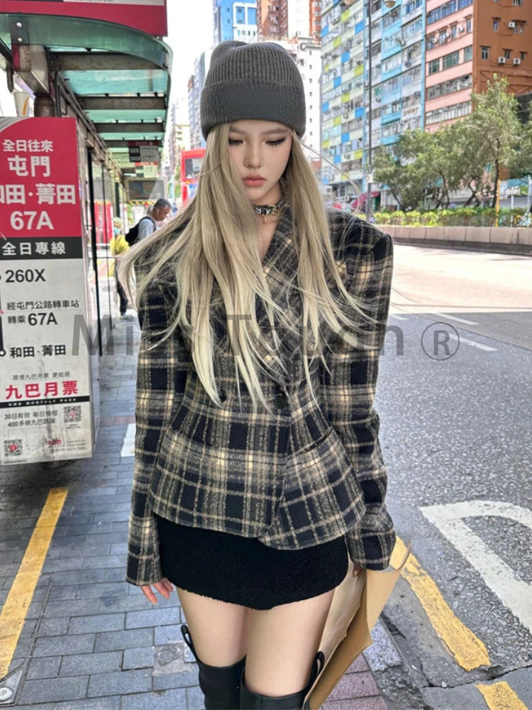 Winter Vintage Elegant 2 Piece Set Women Patchwork Y2k Retro Skirt Suit Female Korean Fashion Casual Office Lady Chic Set 2023