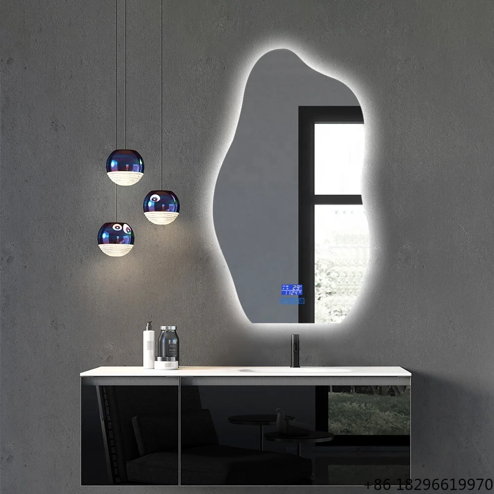 Irregular Asymmetrical Wavy Frameless Standing Full Length Mirror Tall Decorative Mirror For Living Room