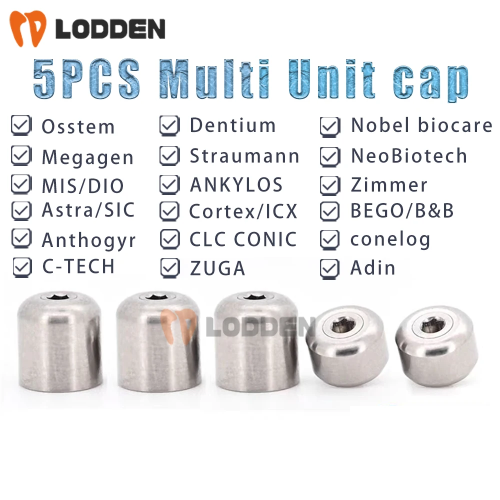 Tapa de unidad múltiple Dental de 5 uds para OSSTEM/Megagan/ITI/Dentium/Nobel biocare/NeoBiotech/Anthogyr/MIS tapa protectora Material de titanio
