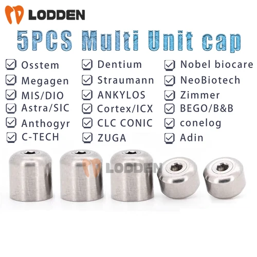 Imagen 1 del producto Tapa de unidad múltiple Dental de 5 uds para OSSTEM/Megagan/ITI/Dentium/Nobel biocare/NeoBiotech/Anthogyr/MIS tapa protectora Material de titanio