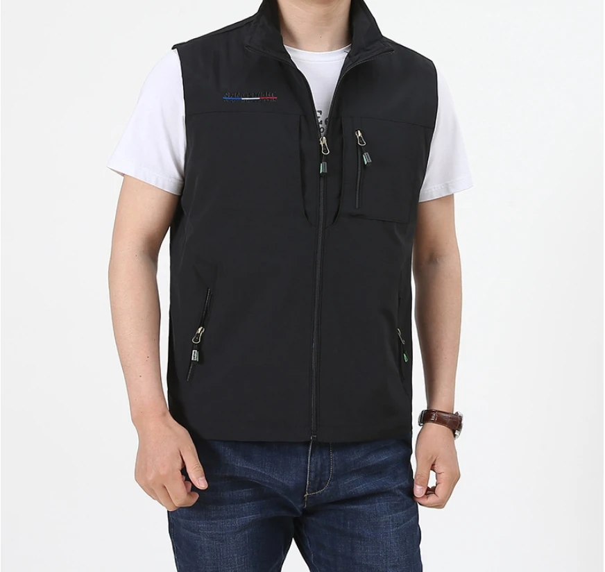 Fashion brand casual vest jacket outdoor loose fishing clip men's new autumn and winter wear solid color retro vest