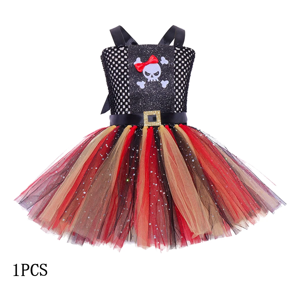 Captain Pirate Clothes Dress For Girl Gothic Halloween Costumes Mesh TuTu Dress Halloween Cosplay Costume Carnival Party Clothes