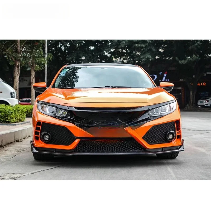 Practical Type R Style Body Kit Front Rear Bumper Assembly Side Skirts Grille Sport Style Universal Fit Car Auto Gua