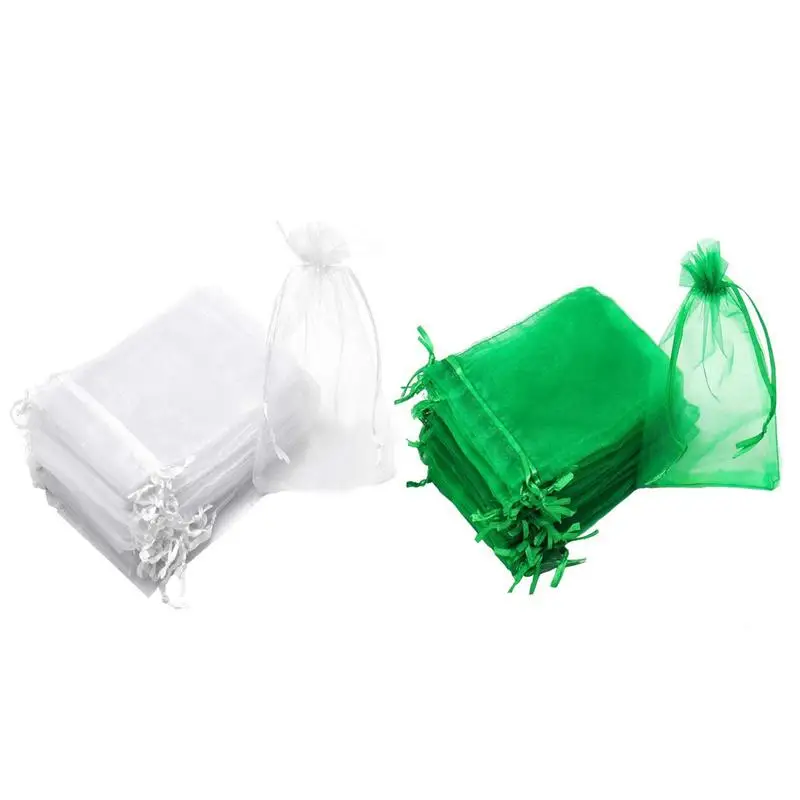 

100Pcs Fruit Protection Netting Bag Pe-st Control Plants Anti-Bird Mesh Grow Bag Gardening Strawberry Grape Drawstring Bag Pouch