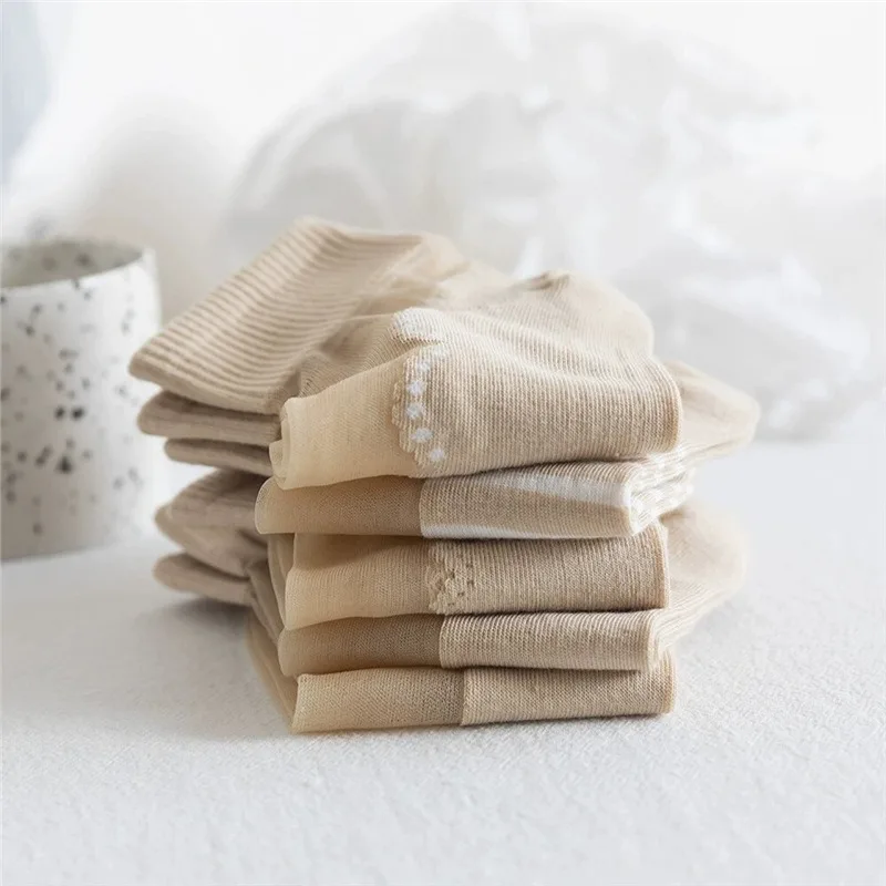 5 أزواج 2026 الصيف اللحوم الملونة المرأة الجوارب القطن أسفل كريستال الحرير الفم الضحلة الجوارب غير رسمية الأطفال الكرتون الجوارب #2