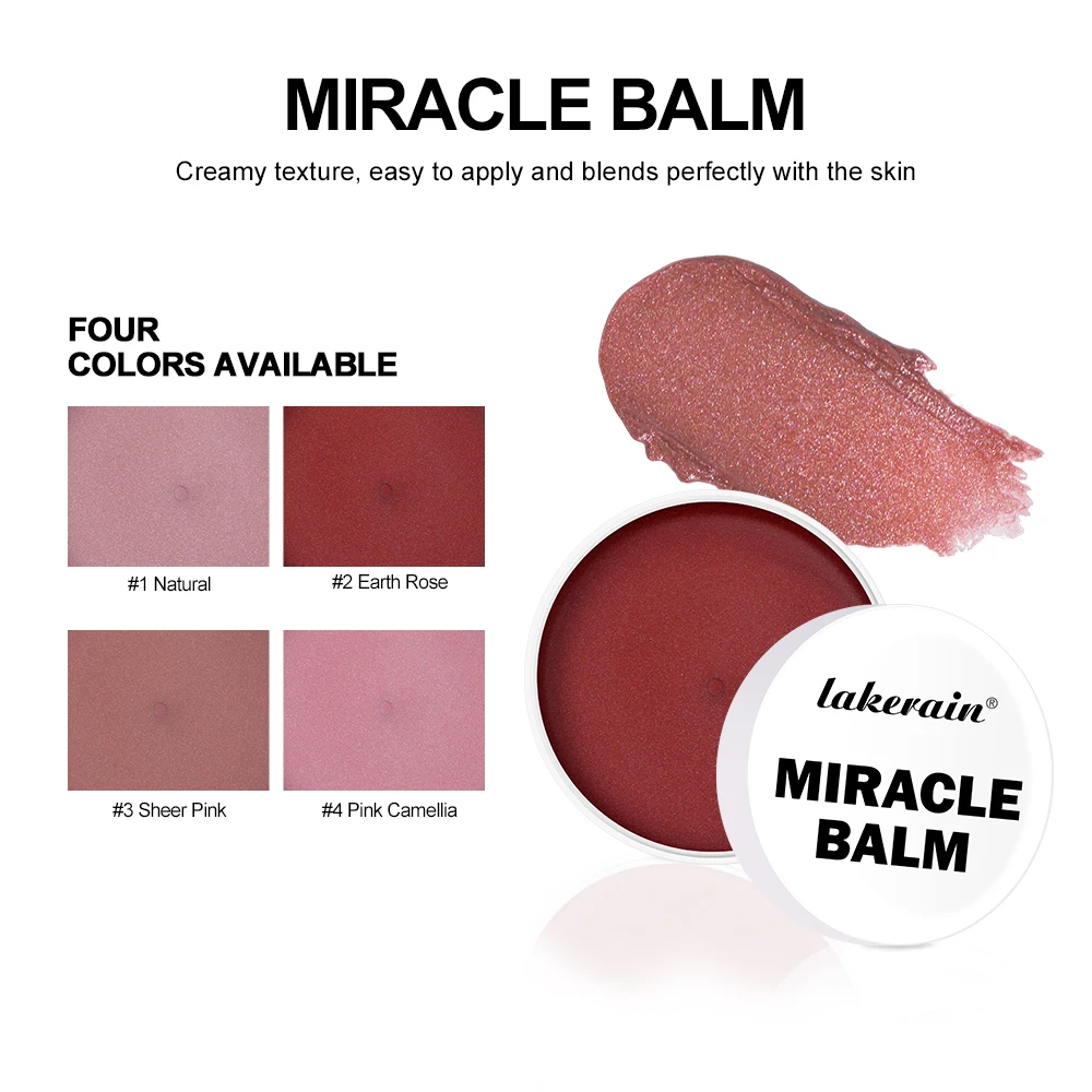 Lakerain ミラクル バーム マルチ グロー クリーム チーク用 フェイス メイクアップ ラディアント フィニッシュ ハイドレーティング クリーミー 軽量化粧品