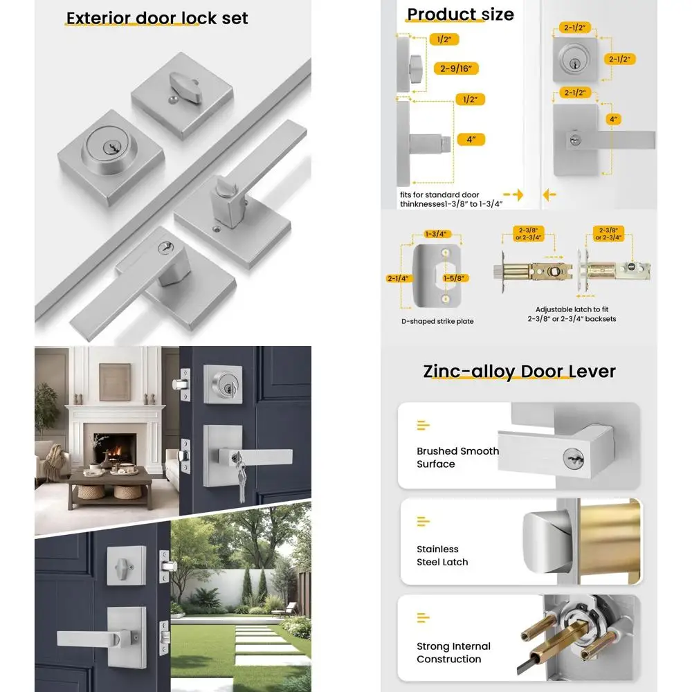 

Двойной комплект усиленных дверных замков из цинкового сплава с засовом для входной двери