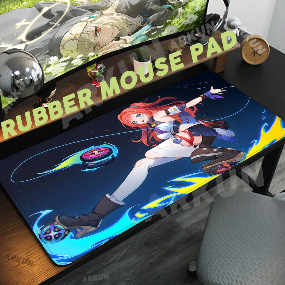 Tapis de souris Senadina Honkai Impact merveilleuse, 900x400, Kawaii, mignon, populaire, tapis de jeu, ordinateur, média, doux, accessoires de bureau, polymères de bureau