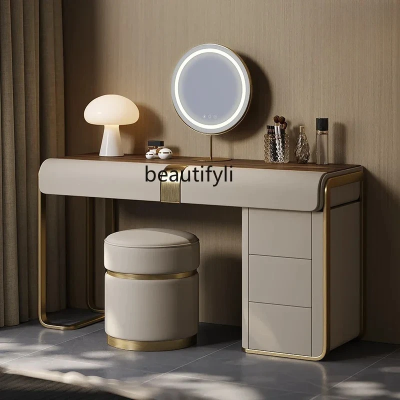 

Light luxury makeup table Small apartment walnut marble designer simple dresser