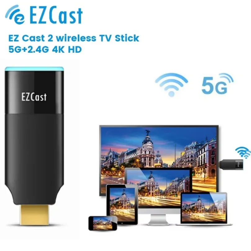 

Ezcast 5G беспроводной WIFI адаптер TV Stick Дисплей Dongle Экран Зеркало DLNA Видеоконвертер для Iphone 14 13 Android Телефон к телевизору
