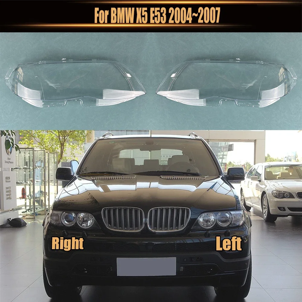 

For BMW X5 E53 2004~2007 Headlamp Cover Transparent Lampshade Headlight Shell Mask Lens Plexiglass