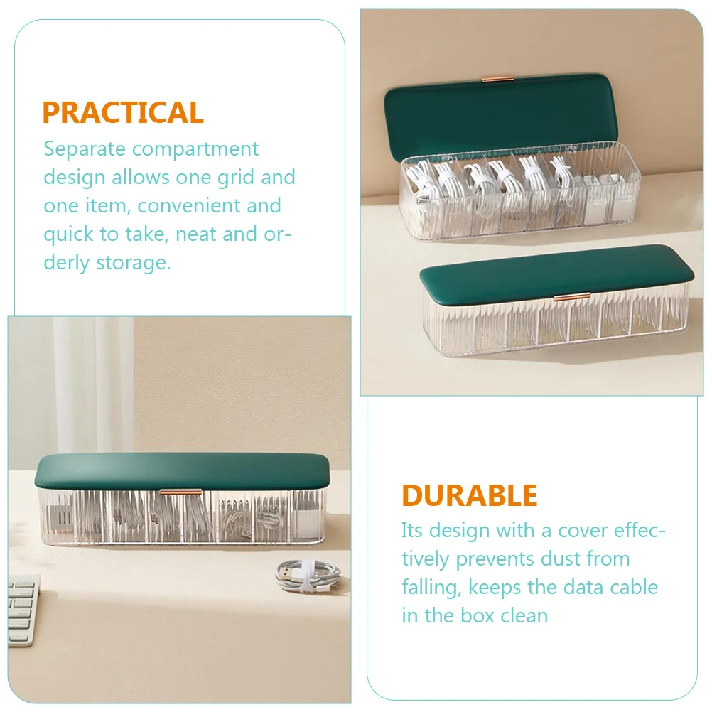 صندوق إدارة الكابلات، منظم متعدد الشبكات ضد الغبار، تصميم شفاف لتخزين سماعة الرأس لكابل بيانات سطح المكتب والمكتب وغرفة المعيشة