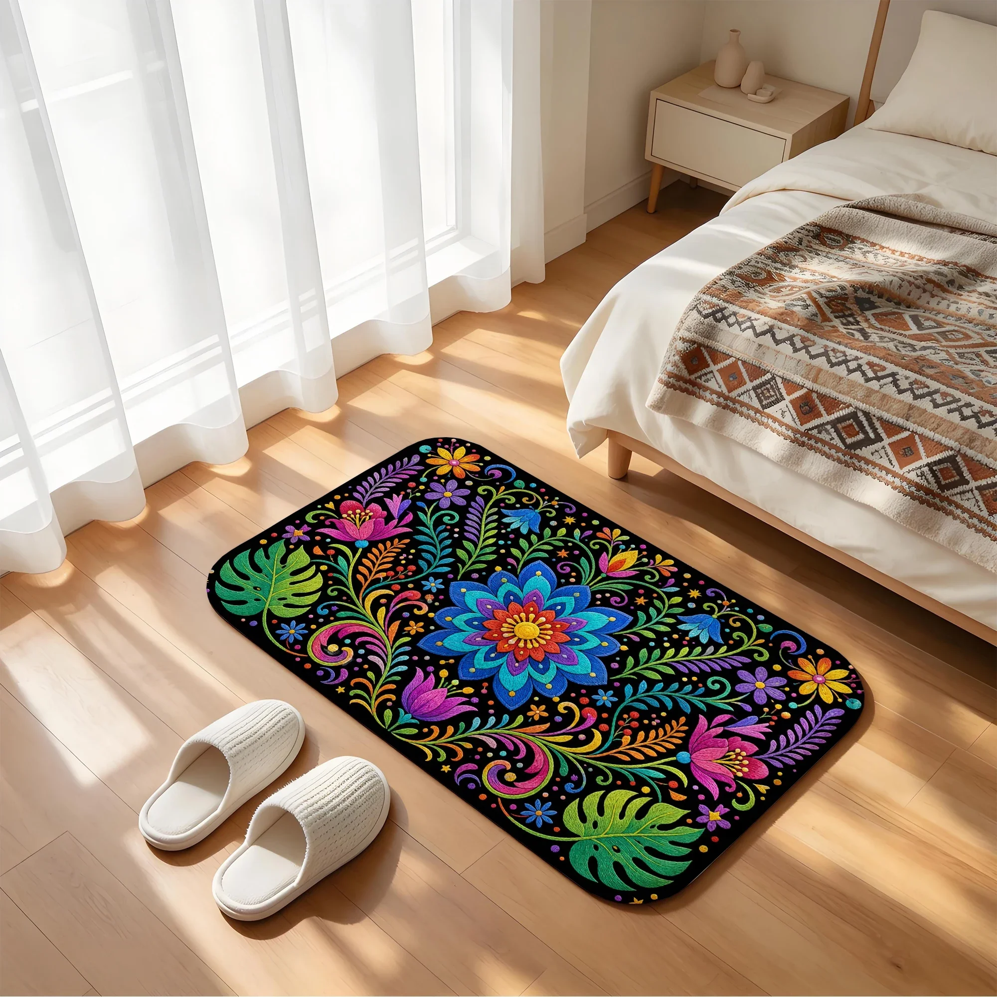 Bath mat anti slip absorbent bathroom carpet bathtub shower soft floor carpet Bohemian theme