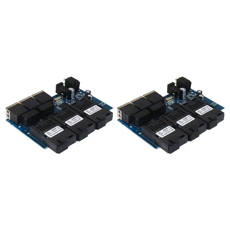 

ELECT-2X Ethernet Оптоволоконный коммутатор 100M PCBA Плата Оптический медиаконвертер 20 км 3 волокна 3 RJ45 Поддержка RPOE Simplex SC Оптоволоконный коммутатор