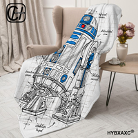 Printed R2D2 Plan Funny Harajuku Blankets Velvet Summer Air Conditioning Warm Throw Blankets for Bed Outdoor Bedspread