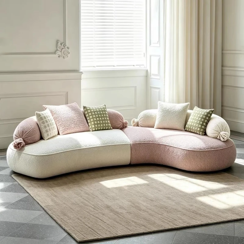 Curved petal two-color patchwork deep seat sofa, suitable for hotels