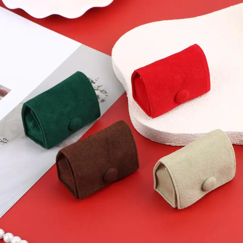 

New Velvet Jewelry Pouch Mini Portable Ring Bag Jewelry Case With Snap Button For Earrings Wedding Party Travel Gift Packaging