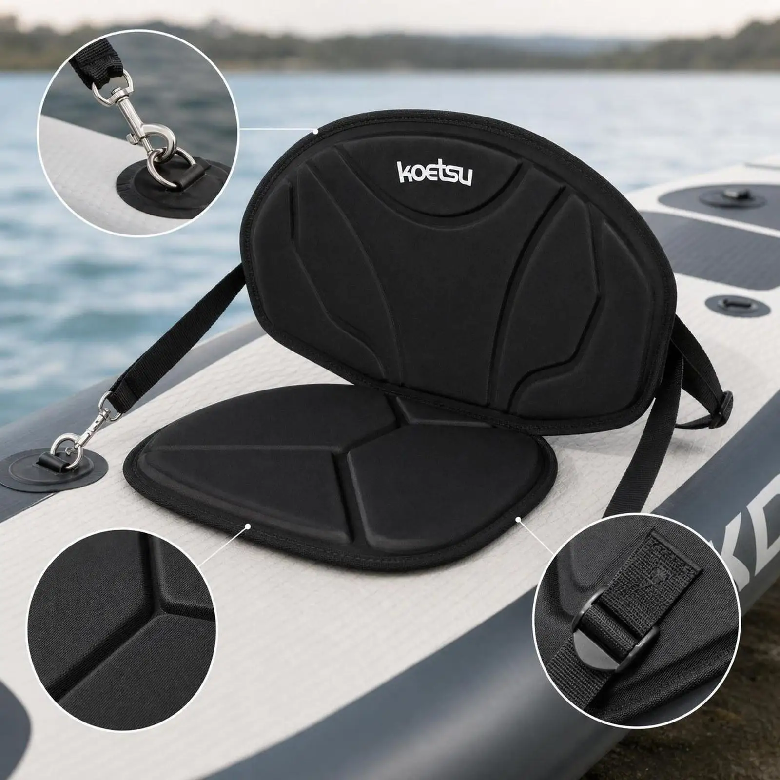 Kayak Seat Cushion Easy to Install Portable Accessories Oxford Cloth Sturdy EVA with Back Support Padded for Canoe Kayak Sit on