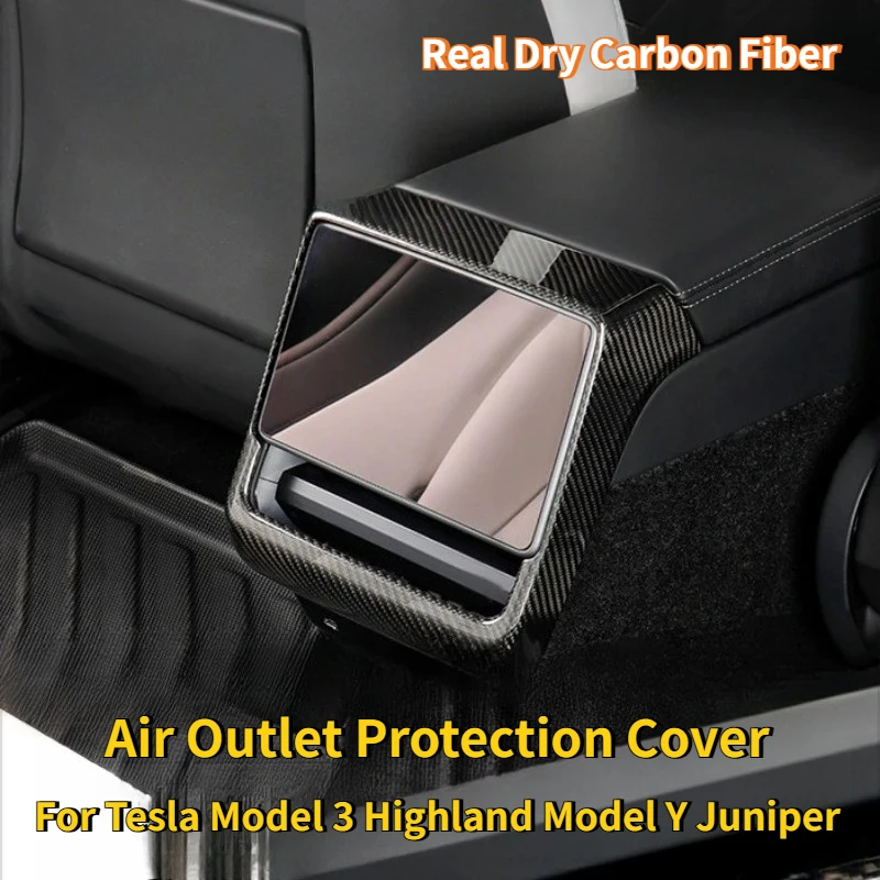 Couvercle de Protection de sortie d'air pour Tesla modèle 3 Highland modèle Y Juniper, cadre de sortie arrière en Fiber de carbone véritable, accessoires