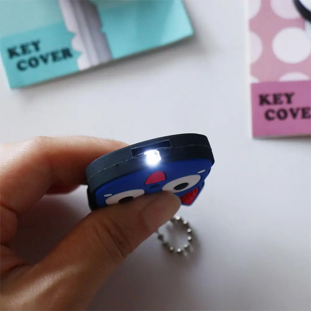 Key Dust Cover Holder LED Light Key Cover Silicone PVC Key Ring Cute Creative Keychain Case Shell Lady