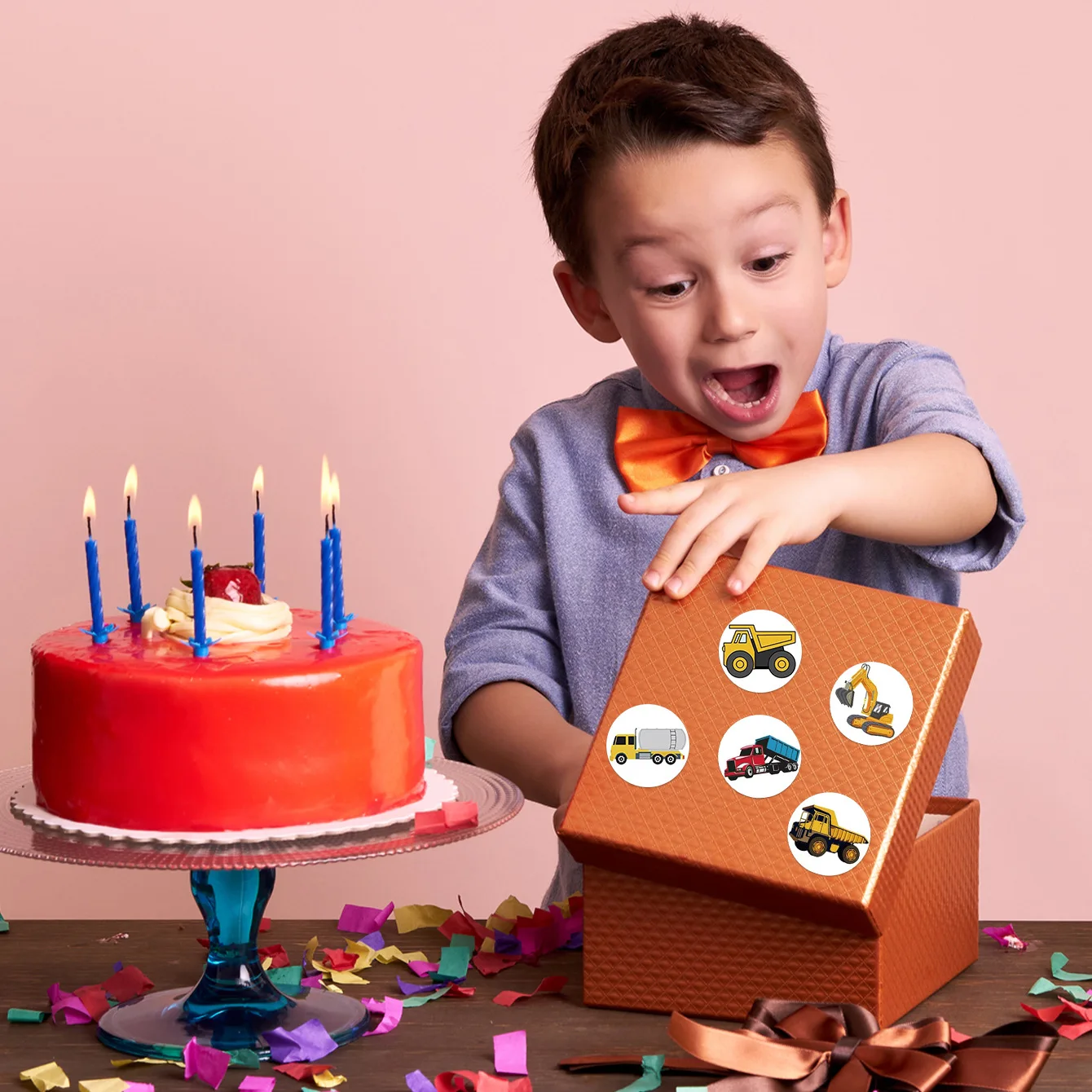 100-500pcs 1 inch Cars Reward Stickers for Kids Construction Sticker Cute Stationery Stickers Gift Packaging Decorations