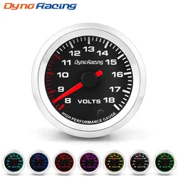 Dynoracing 2'' 52mm Car Voltmeter 8-18 Volt Gauge 7 Colors Pointer voltage meter With Stepper Motor