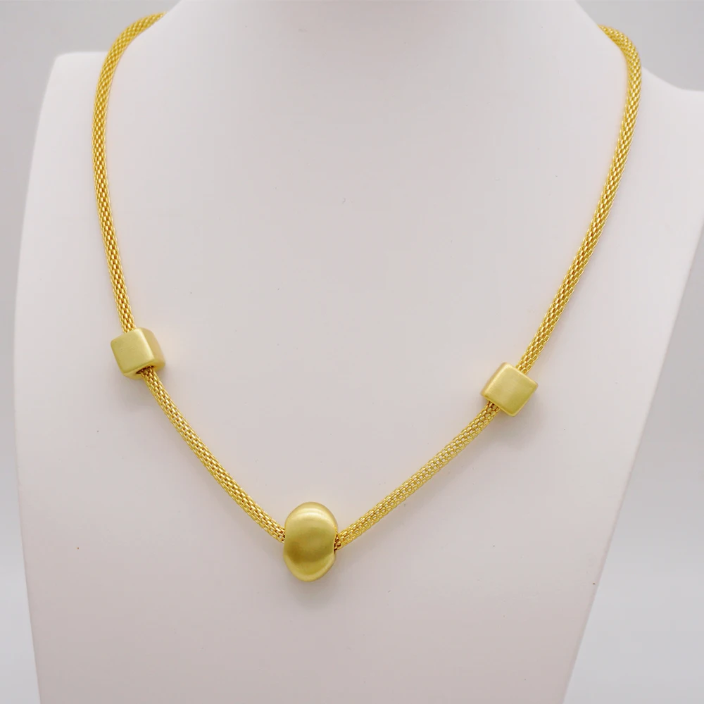 Simple Gold Color Women's Jewelry Set Necklace Earrings Elegant Set Ethiopia Dubai Wedding Party Gift