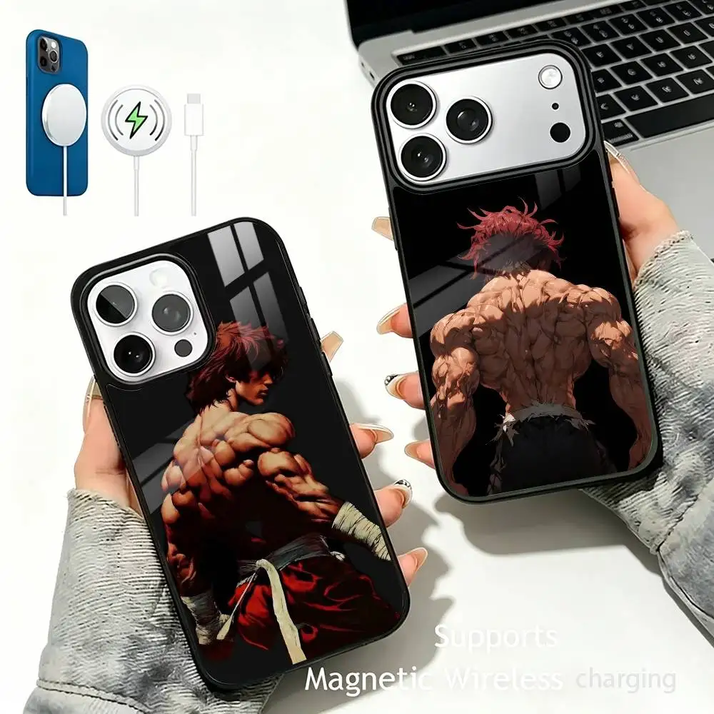 Coque de téléphone avec chargeur sans fil Persistent Baki Hanma Grappler -r pour iPhone 17/16/15/14/13/12/11 Plus Pro Max Plus