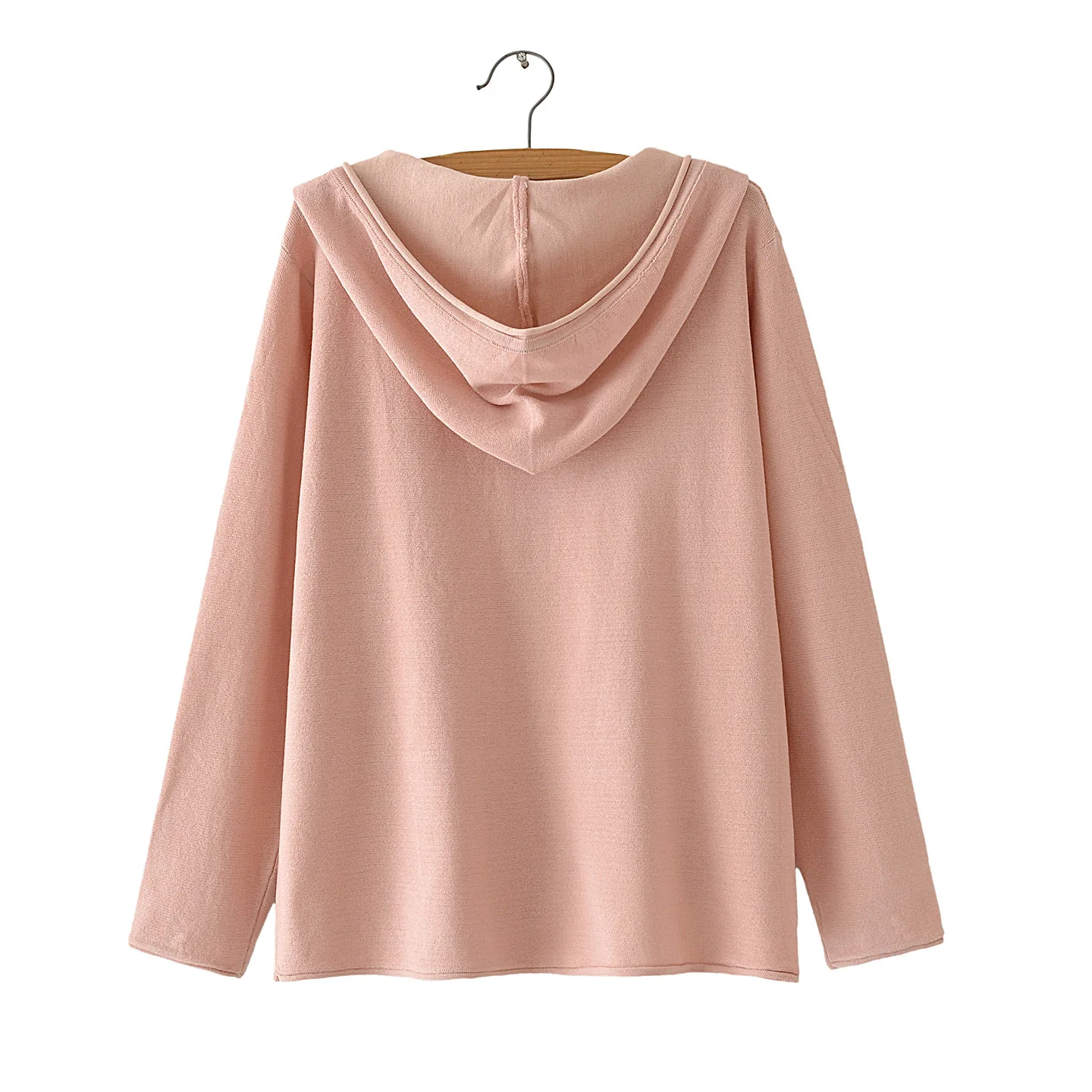 XXXXL Fashion Plus Size Women's Sweater 2025 Autumn New Simple And Casual Solid Color Hooded Ice Silk Knitted Jumpers 5021