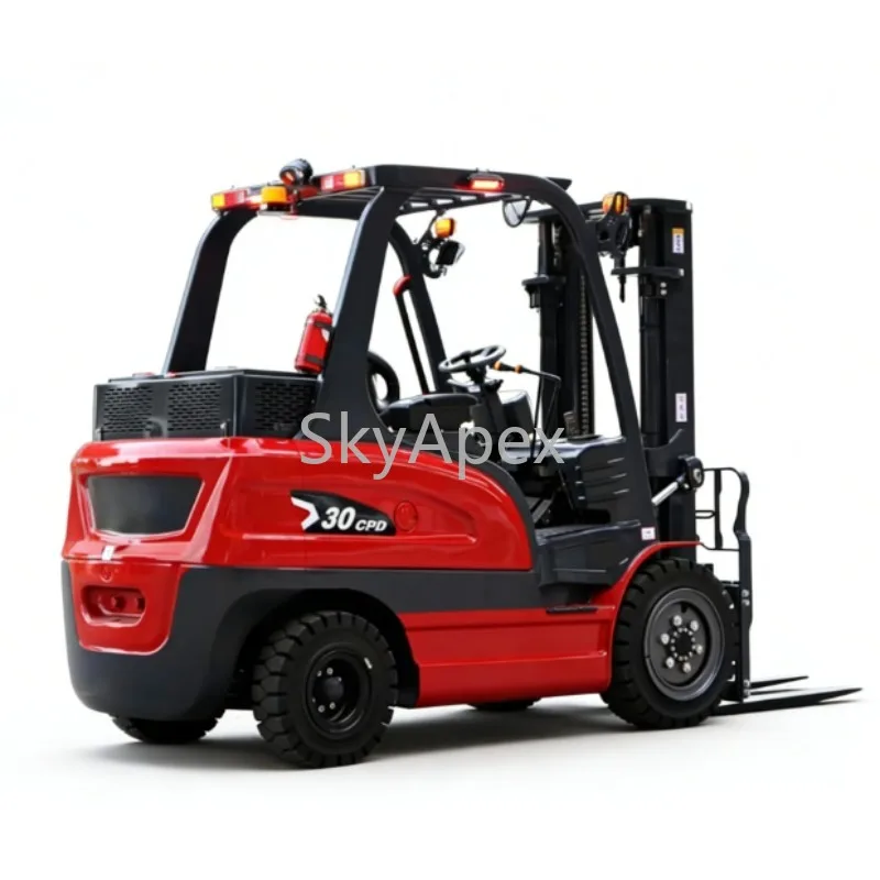 Best-Priced 3-Ton 4WD Warehouse Forklift With 80V/300AH Lead-Acid  Battery High Lifting Capacity  Solid Tire  For Ecological Use