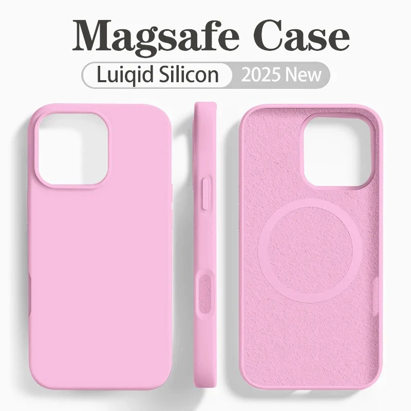 Original Für Magsafe Flüssigkeit Silikon Telefon Fall Für iPhone 17 16 14 15 Plus 13 Pro Max Fall Drahtlose Lade magnetische Soft Cover