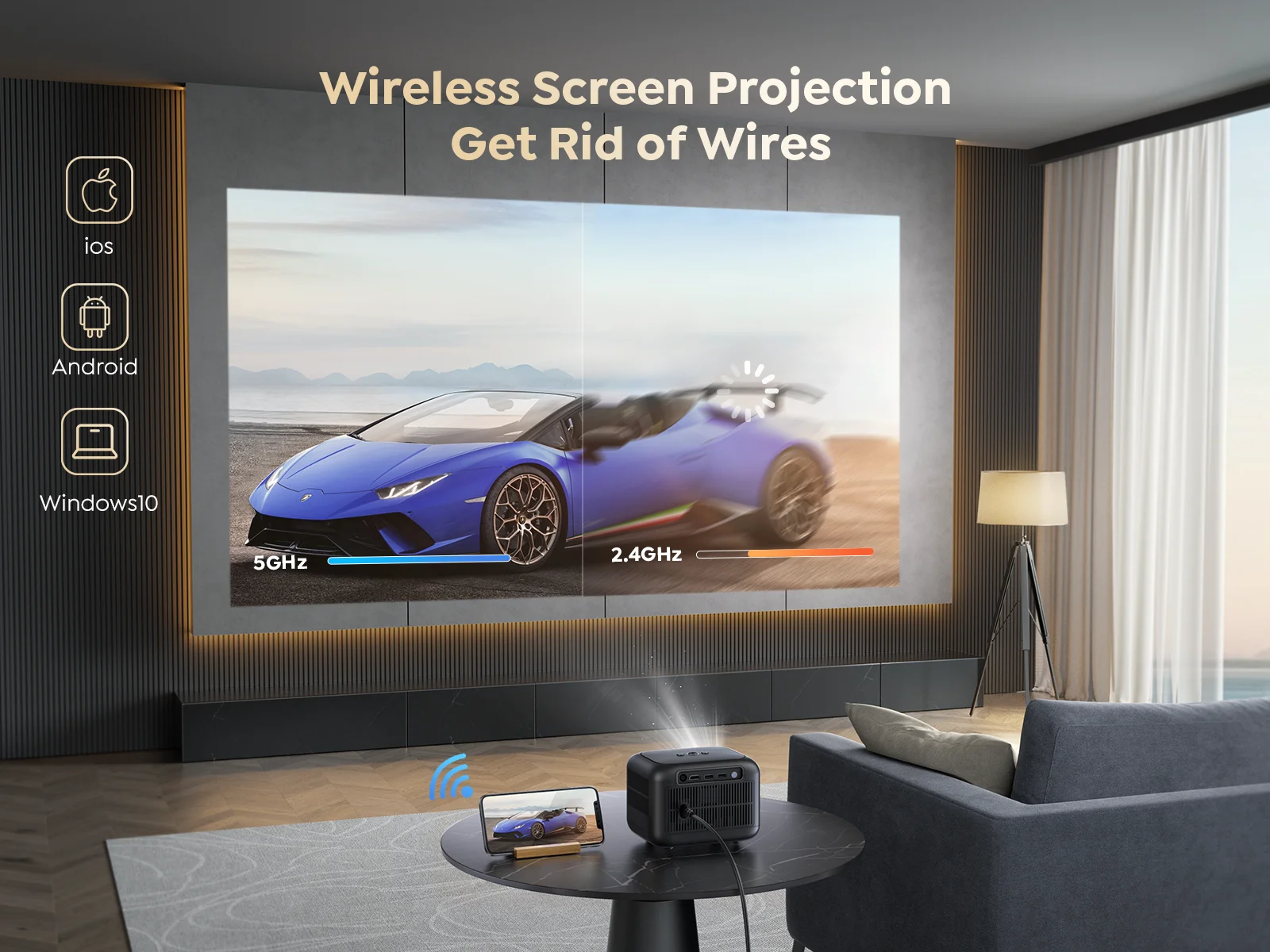 TOPTRO TR25 MINI Projektor WiFi Projektor Bluetooth 15000 lumenów Przenośne projektory Obsługa wideo 1080p do kina domowego na zewnątrz