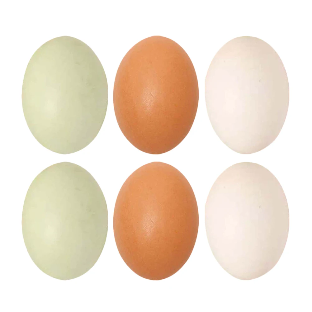 

6Pcs Wooden Simulation Chicken Eggs Natural Unpainted DIY Paintable Easter Craft Supplies for Kids Pretend Play and Decorative