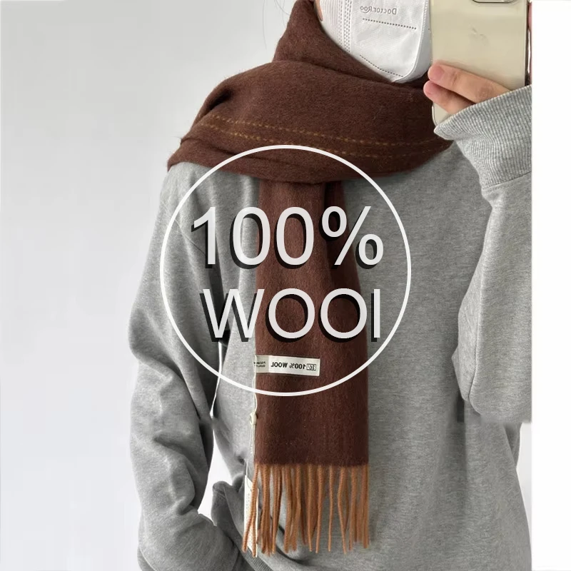 

Роскошный шарф из 100% шерсти для женщин и мужчин, осенне-зимний шейный платок в клетку, шаль в полоску, длинный корейский британский модный роскошный глушитель Bufanda