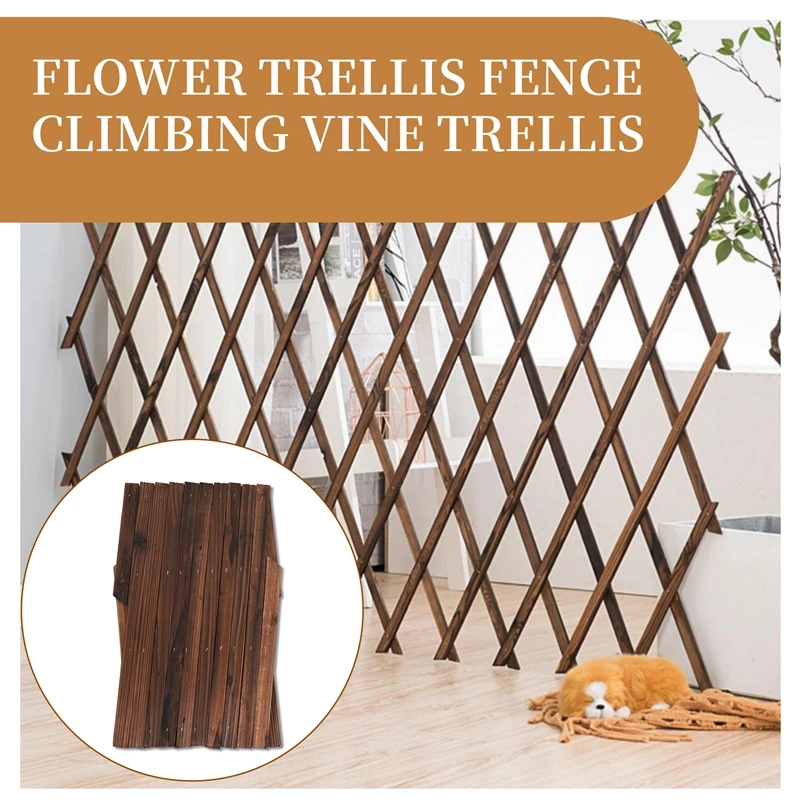 SEWS-Expanding Wooden Garden Wood Pull Mesh Wall Fence Grille For Home Garden Sub Garden Decoration Climbing Frame