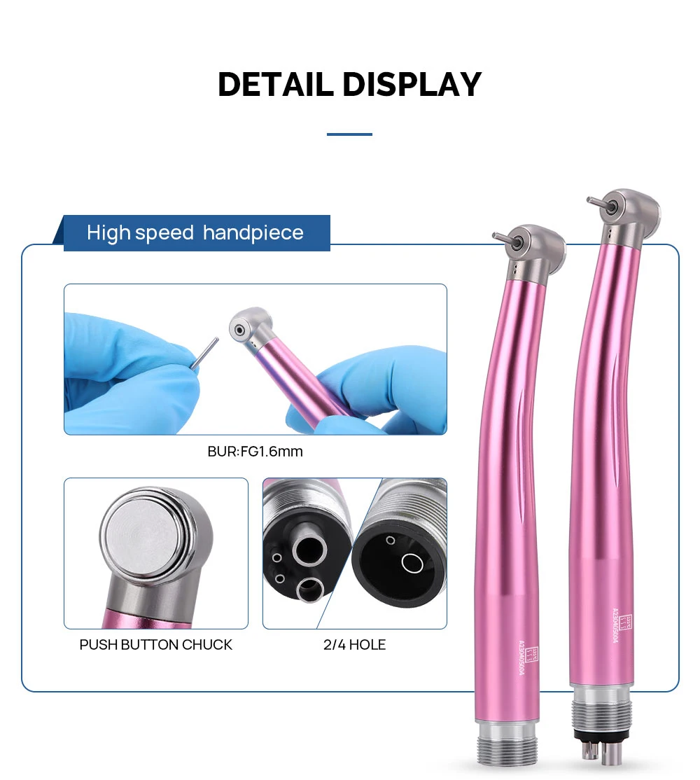AZDENT Set Dental Hochgeschwindigkeits-Handstück LED Integrierter E-Generator Niedriggeschwindigkeits-Kit 2/4 Löcher Druckknopf Keramiklager Luftscaler – Detail 2