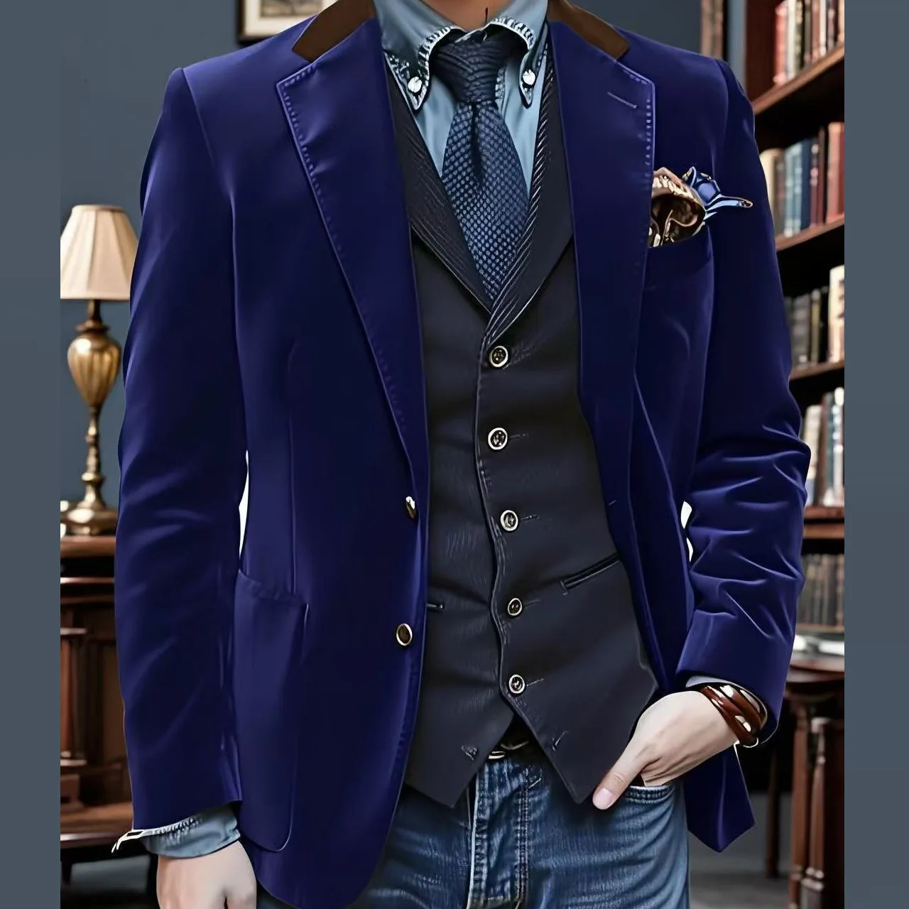 

Gentleman Velvet Men's Autumn Jacket Casual Sports Blazer Man Slim Fit Single-Breasted Suit Coats Autumn Winter Clothing
