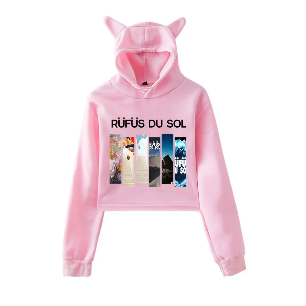 Rufus du Sol Merch เสื้อสเวตเตอร์มีฮู้ดอินเทรนด์สําหรับเด็กผู้หญิงเสื้อสวมหัวหูแมวสวมใส่ทุกวัน