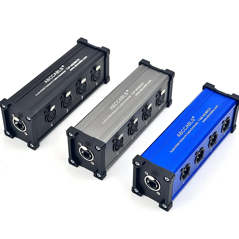 2026/EMO  New Aluminum Ethernet Converter DMX RJ45 CAT6 Female To 4 3 Pin XLR Male Connectors Cable Audio Adaptor Signal Extende