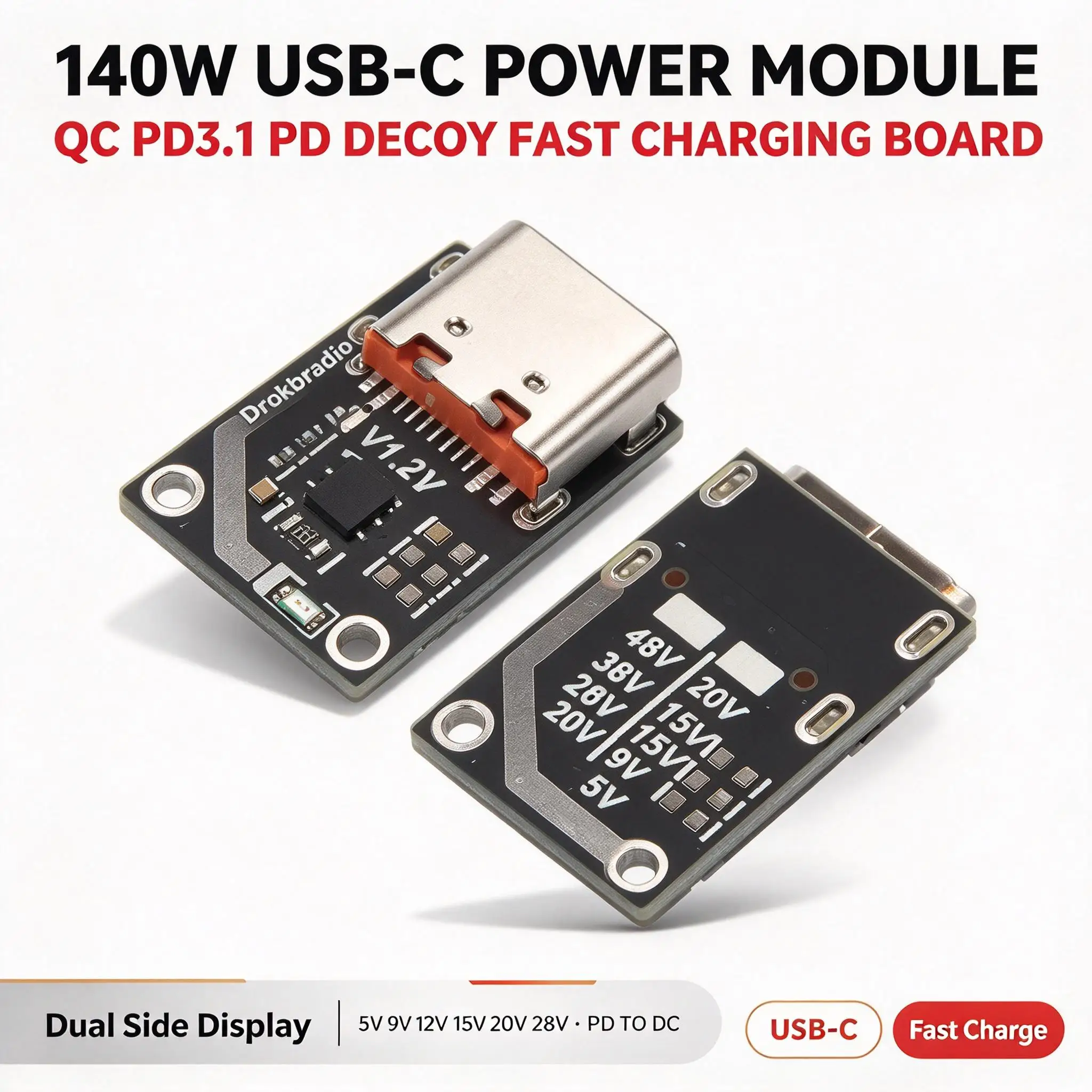 DYKB USB Type-C PD Decoy Voltage Trigger Board PD3.1 QC4/5 5A 5V-48V PD to DC Adapter for Laptop Notebook Power Supply Charging