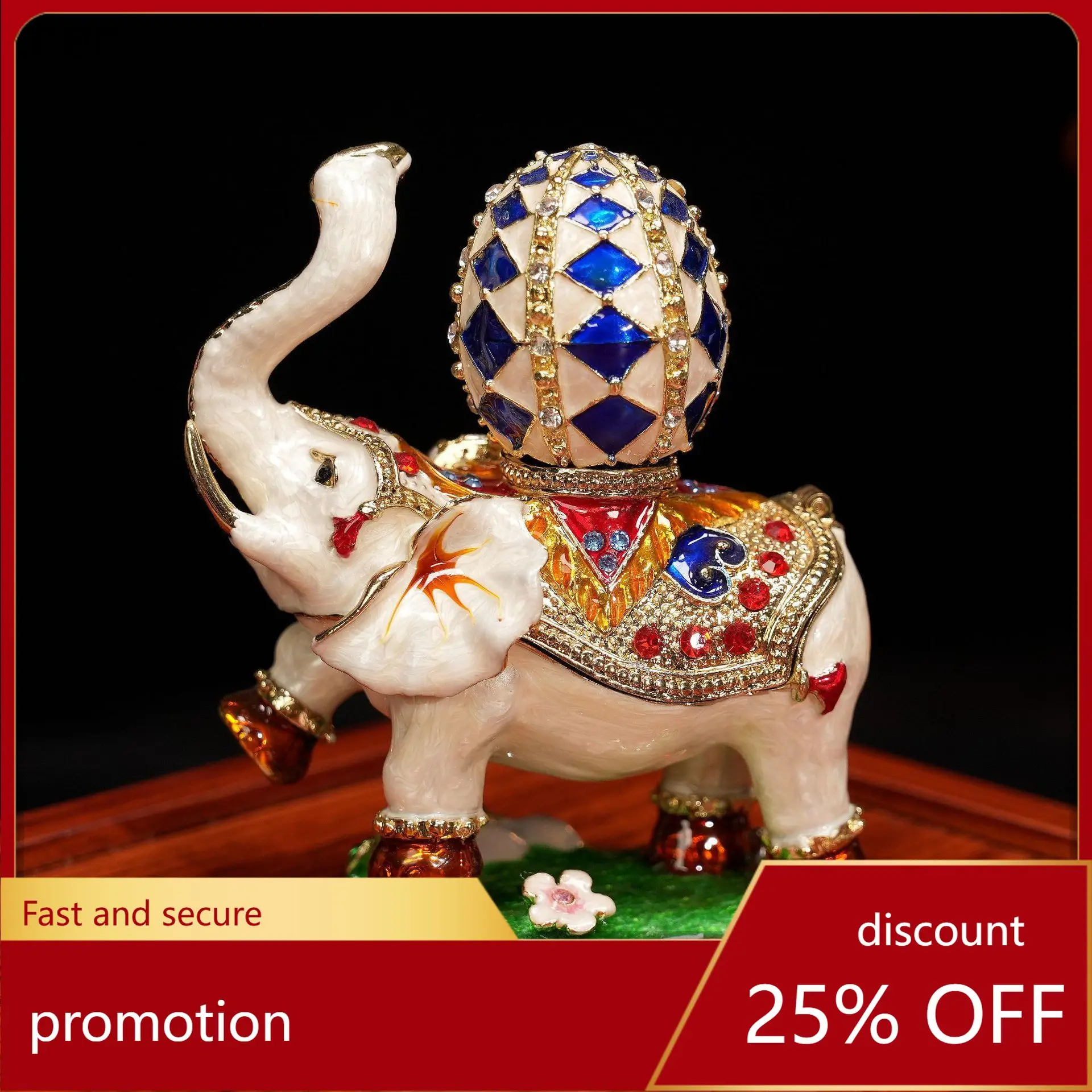 

H1 Cross-border supply of enamel jewelry boxes, elephant ornaments, auspicious elephant tourist attraction souvenirs wholesale