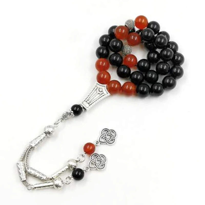 Tasbih Natural Black Agate Stone misbaha Muslim Accessories 33 45 66 99 prayer beads Eid Gift arab jewelry Fashion bracelet