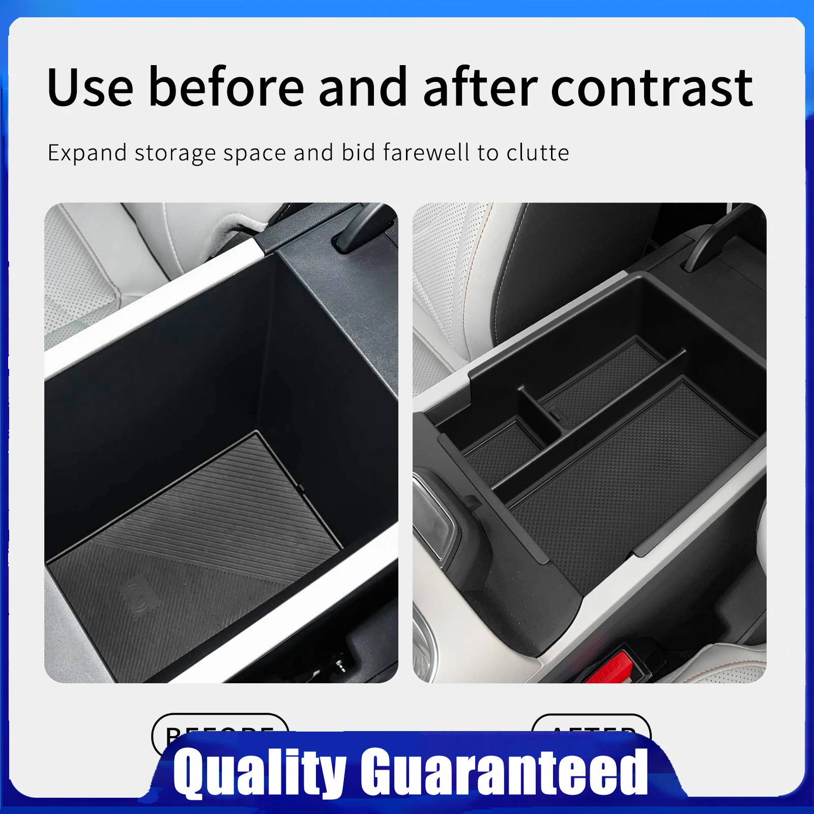 Center Console Armrest Storage Box ABS Tray Organizer Accessories Tidying For Geely EX5 EM i 2025 2026 Left Drive Black