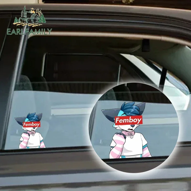 EARLFAMILY Furry Femboy Vinyl Car Stickers, Cute Cartoon Decals for Car Bumper Window Auto Exterior Decor Accessories