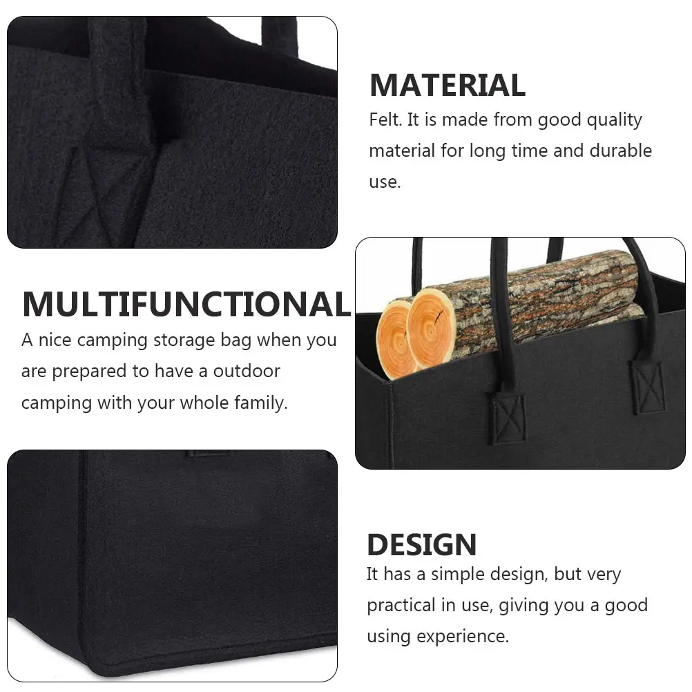 

Multifunctional Felt Storage Pouch Lightweight Foldable Firewood Bag For Outdoor Camping Garden Tools Storage
