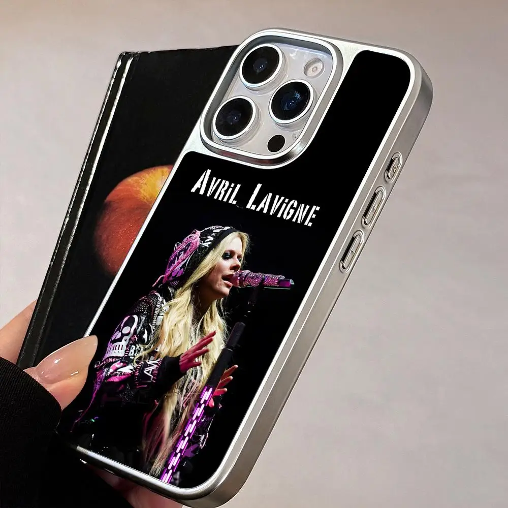 

Avril Lavigne Silver Plating Mobile Phone Case for iPhone 17 16 15 14 13 12 11 Air Pro Max Plus Colorful Cover