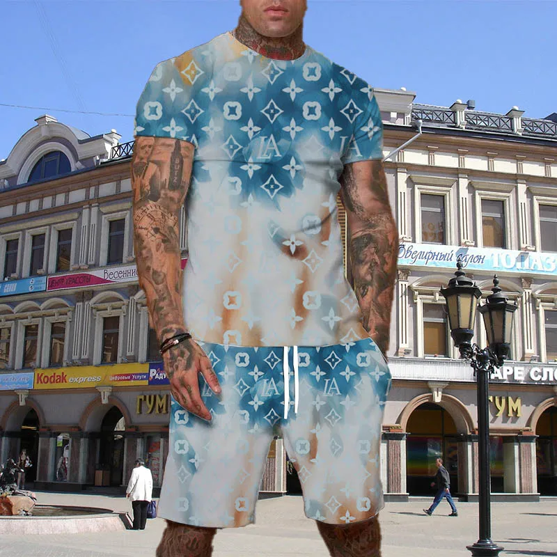 

Best-selling New Men's and Women's Quick-drying T-shirt Shorts Set American Fashion Trend Luxury Street Y2KT-shirt Shorts Moto