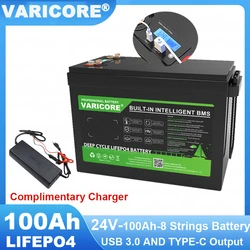 VariCore 24V/25.6v 100AH LiFePO4 Lithium Battery USB3.0 Type-C Output forGolf cart Car lighter Batteries 29.2V Charger Tax Free