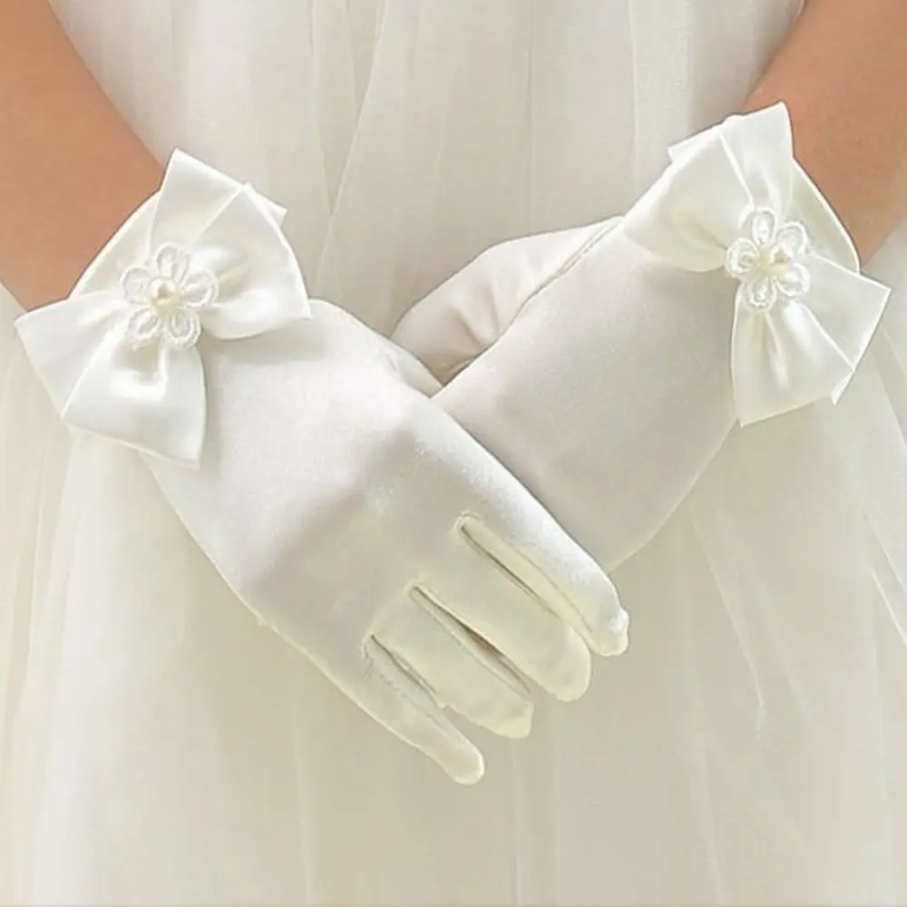 

Elastic Wedding Dress Accessories Short Gloves 1pair Brief Paragraph Lady Gloves Dress Gloves Princess Gloves Bowknot Gloves