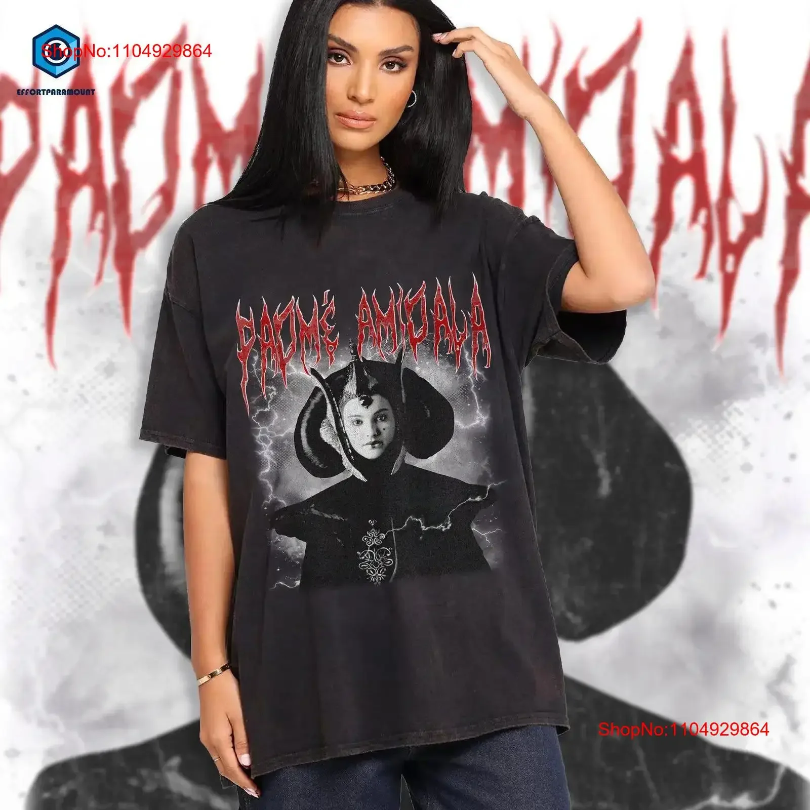 Padme Amidala Heavy Metal camiseta 90S películas reina de Naboo princesa Leia Vintage vintage lavado cómodo ligeramente
